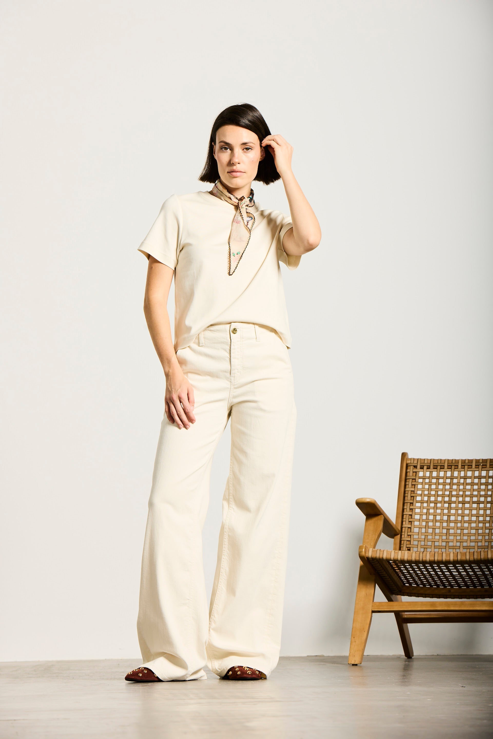 WALLSTADT | TWISTED WIDE LEG | SAND GOLDGARN DENIM
