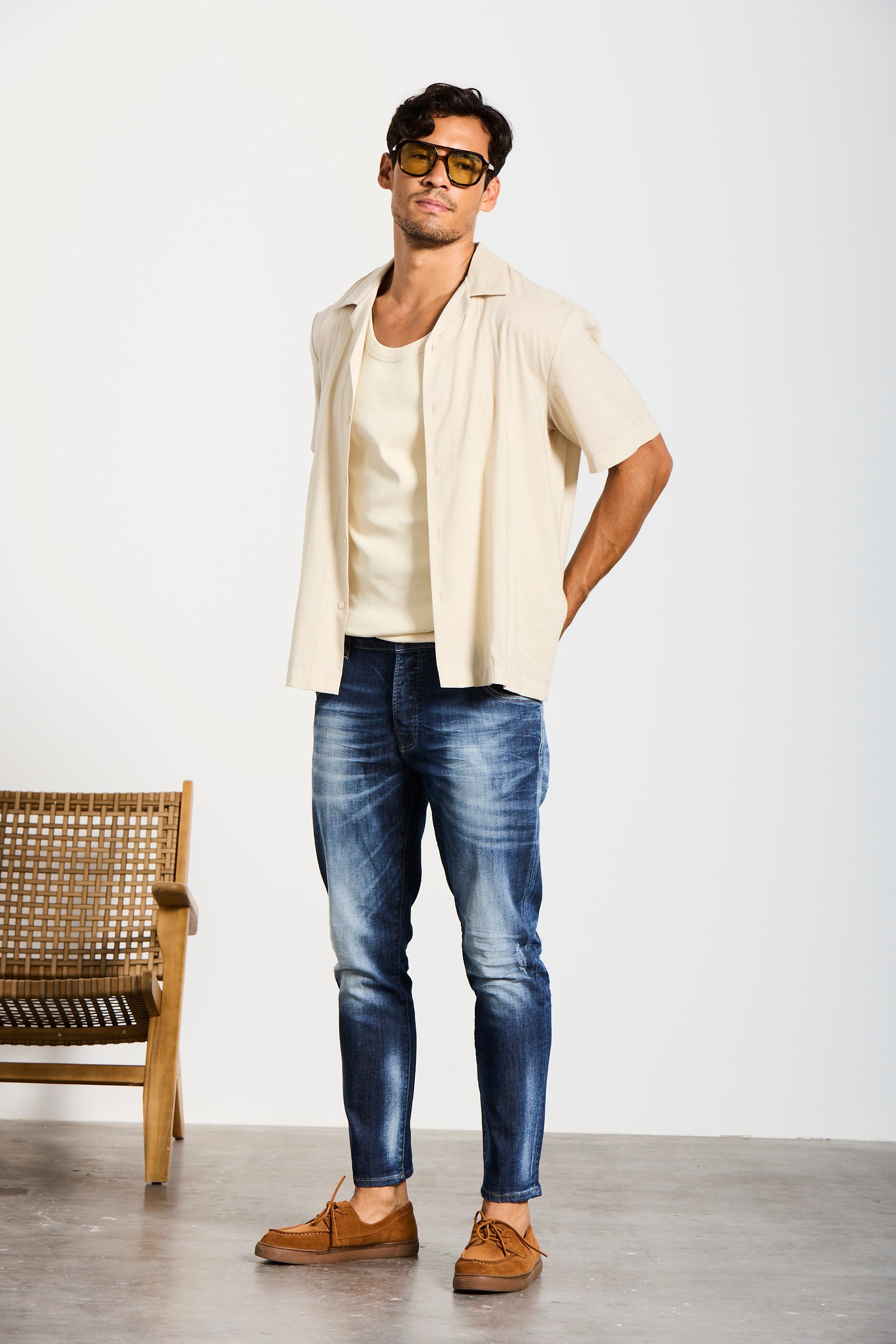 NECKARAU | CROPPED | DARKBLUE GOLDGARN DENIM
