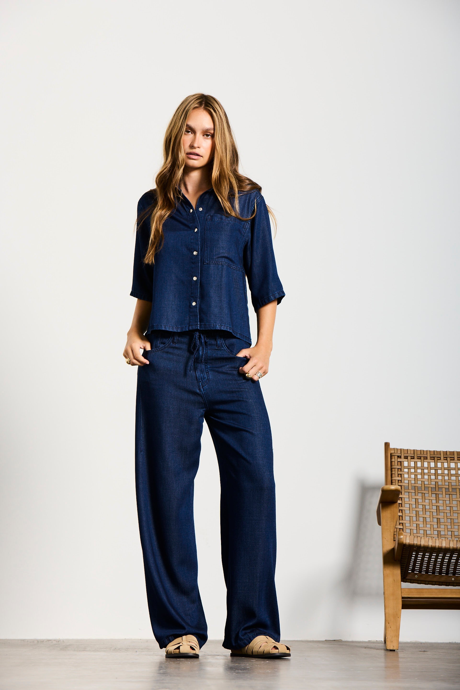 K4 | WIDE LEG | DARKBLUE GOLDGARN DENIM