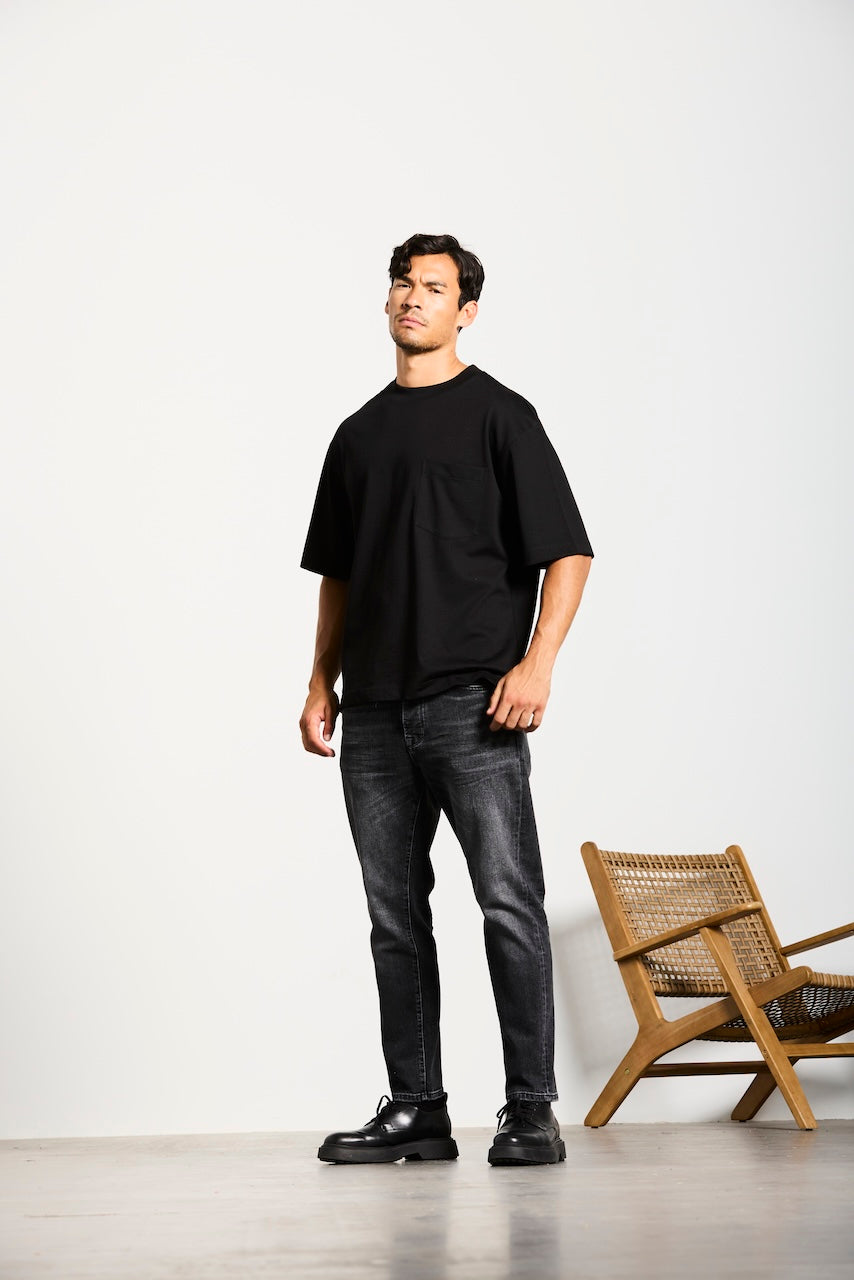 RHEINAU | RELAXED CROPPED | VINTAGEBLACK GOLDGARN DENIM