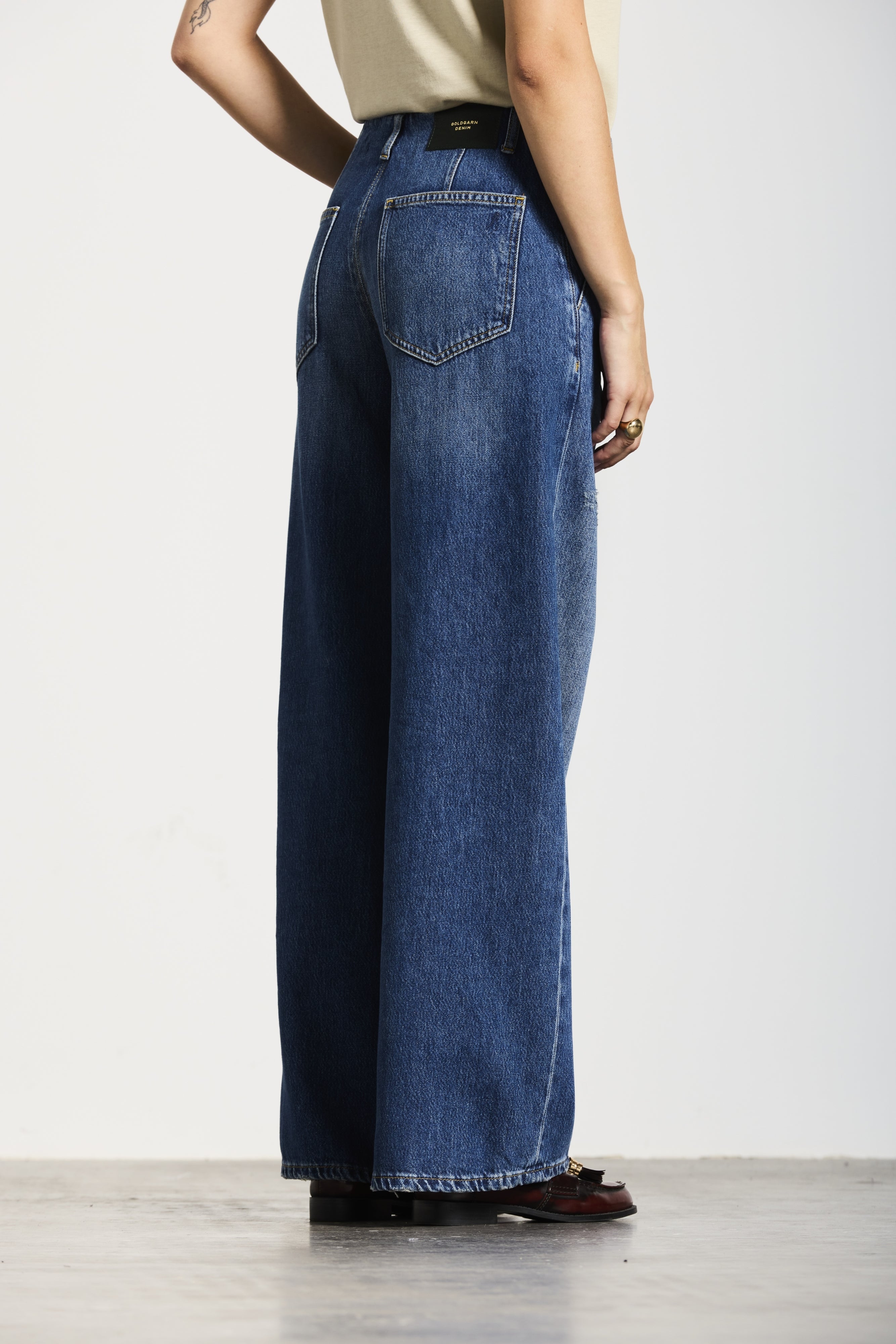 WALLSTADT | TWISTED WIDE LEG | VINTAGEBLUE GOLDGARN DENIM