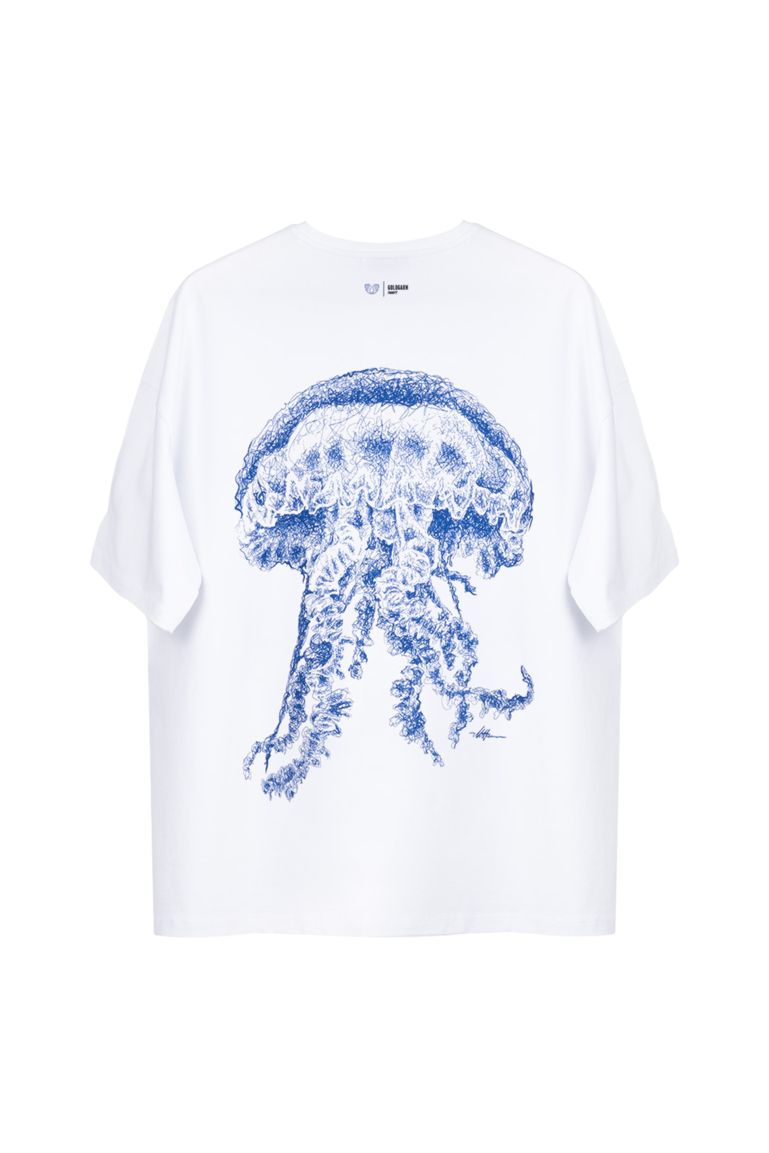 68 | THE CHARITY TEE `JELLYFISH` | WHITE GOLDGARN DENIM