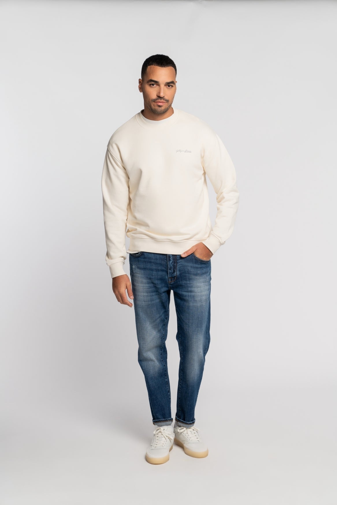 RHEINAU | RELAXED CROPPED | MIDBLUE GOLDGARN DENIM
