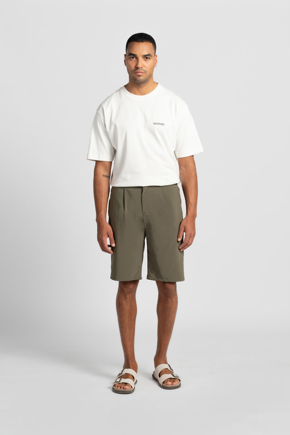 HAFEN | COOL SHORT | BEIGE GOLDGARN DENIM