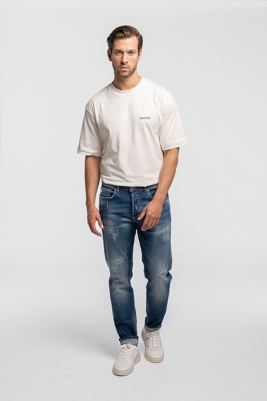 U2 | TAPERED FIT | MIDBLUE GOLDGARN DENIM