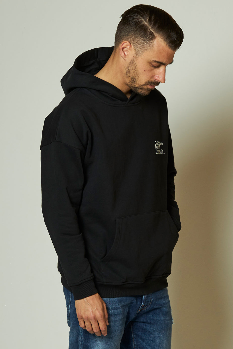 68 | THE BASIC HOODY | BLACK GOLDGARN DENIM