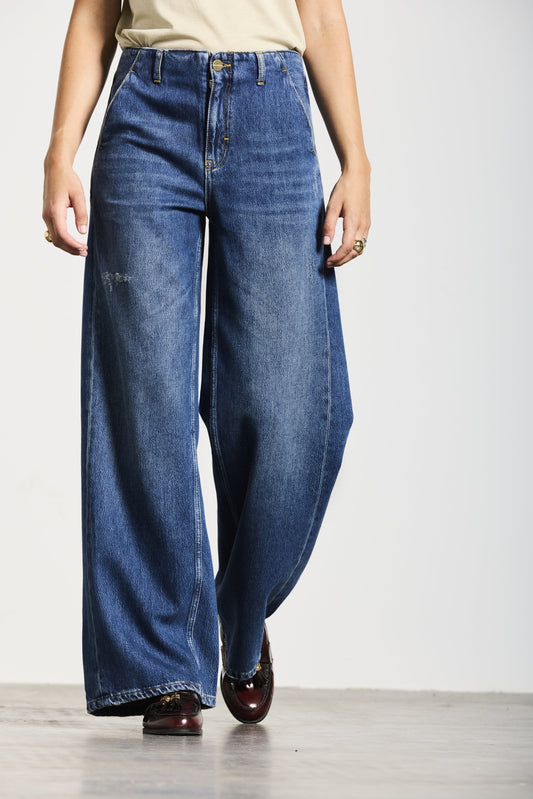 WALLSTADT | TWISTED WIDE LEG | VINTAGEBLUE GOLDGARN DENIM