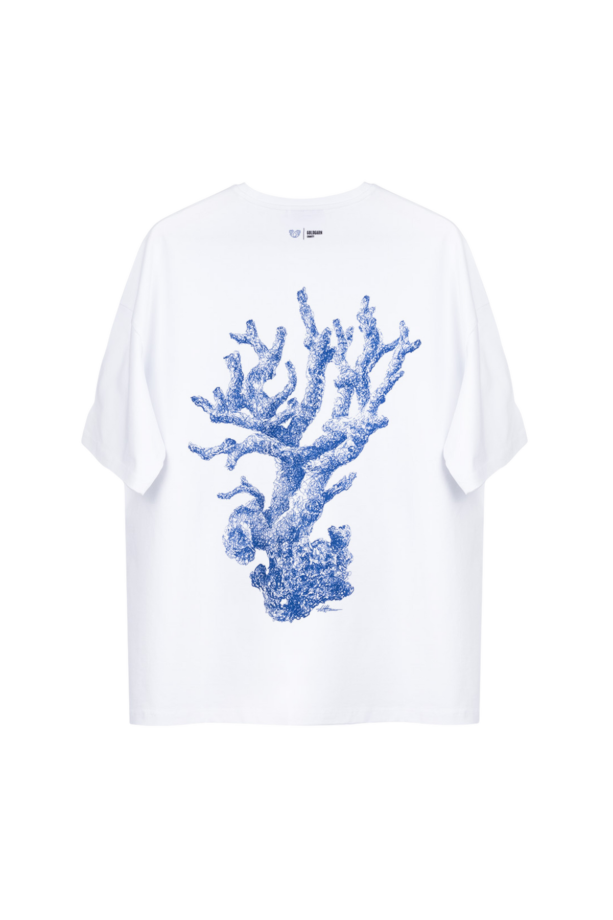 68 | THE CHARITY TEE `CORAL` | WHITE GOLDGARN DENIM