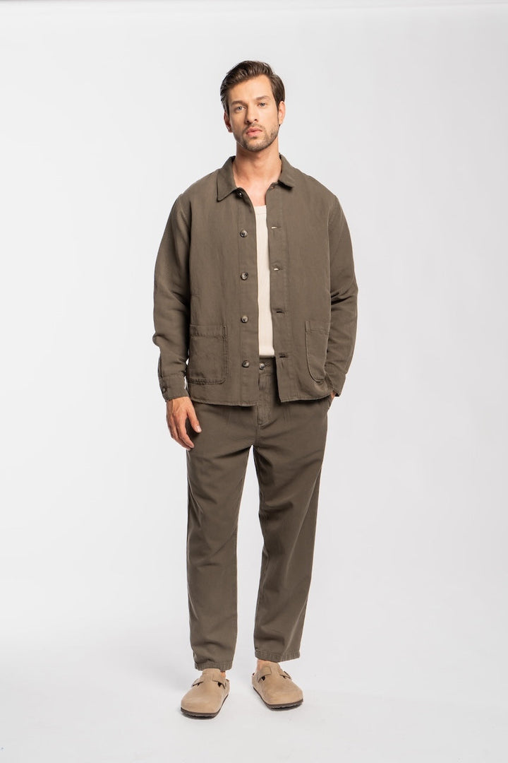 68 | THE WORKER JACKET | OLIVE GOLDGARN DENIM