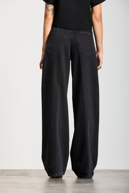 WALLSTADT | TWISTED WIDE LEG | VINTAGEBLACK GOLDGARN DENIM